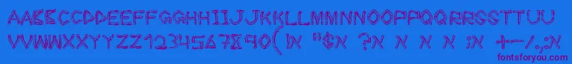 WoodSticks-Schriftart – Violette Schriften auf blauem Hintergrund