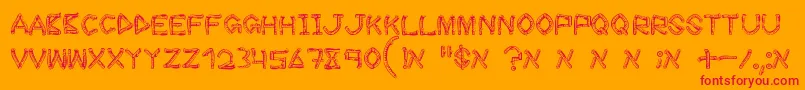 WoodSticks-Schriftart – Rote Schriften auf orangefarbenem Hintergrund