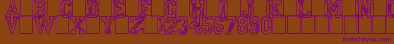 MickeysCollege-fontti – violetit fontit ruskealla taustalla