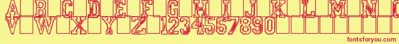 MickeysCollege-fontti – punaiset fontit keltaisella taustalla