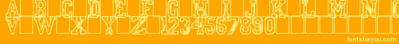 MickeysCollege Font – Yellow Fonts on Orange Background