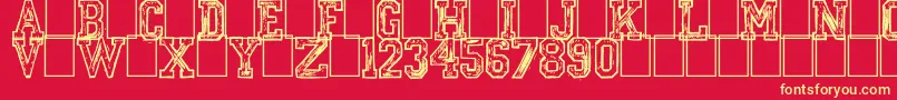MickeysCollege-fontti – keltaiset fontit punaisella taustalla