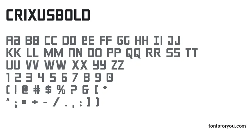 A fonte Crixusbold (124202) – alfabeto, números, caracteres especiais