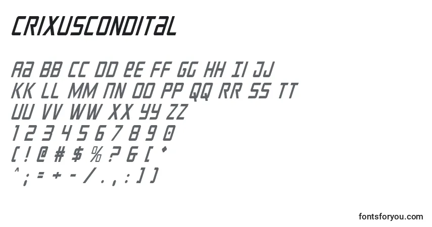 Schriftart Crixuscondital (124205) – Alphabet, Zahlen, spezielle Symbole