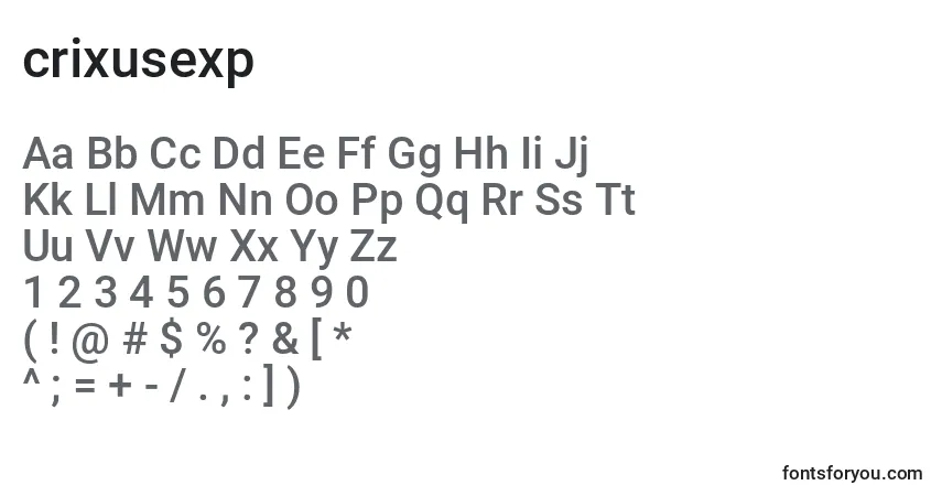 Schriftart Crixusexp (124206) – Alphabet, Zahlen, spezielle Symbole