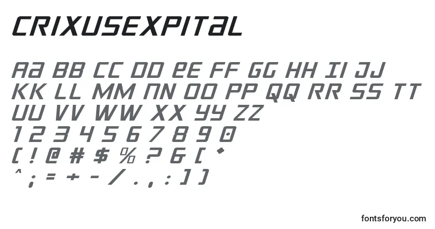 Schriftart Crixusexpital (124207) – Alphabet, Zahlen, spezielle Symbole