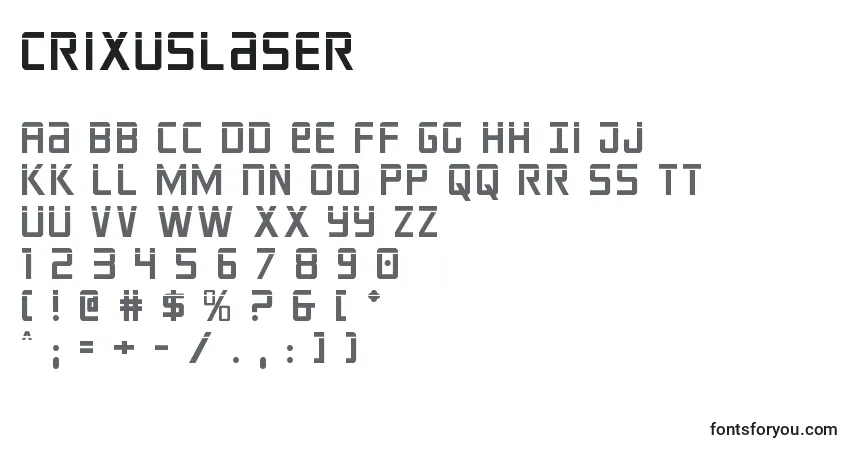 Schriftart Crixuslaser (124209) – Alphabet, Zahlen, spezielle Symbole
