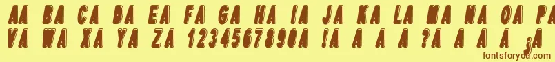 フォントDpopper1 – 茶色の文字が黄色の背景にあります。