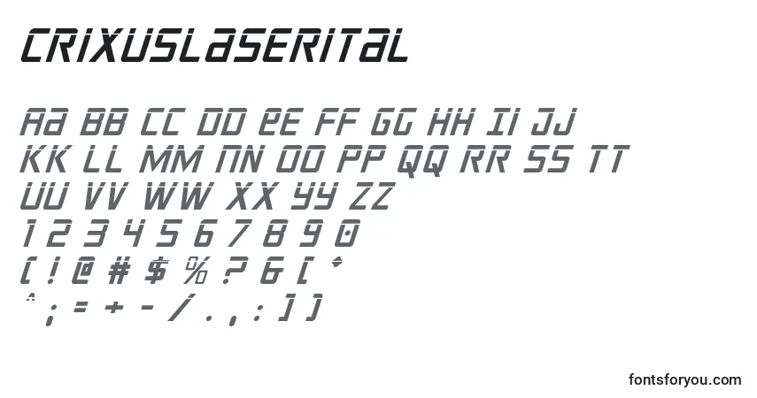 Schriftart Crixuslaserital (124210) – Alphabet, Zahlen, spezielle Symbole