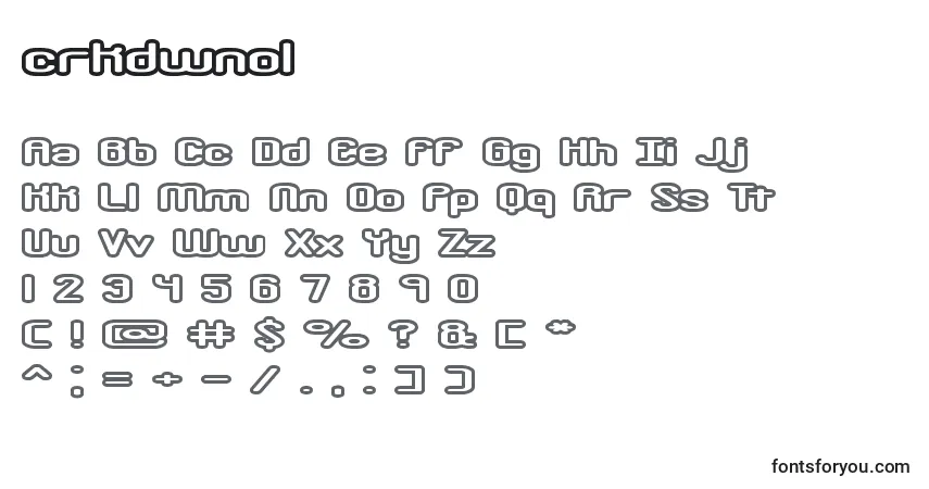A fonte Crkdwno1 (124213) – alfabeto, números, caracteres especiais