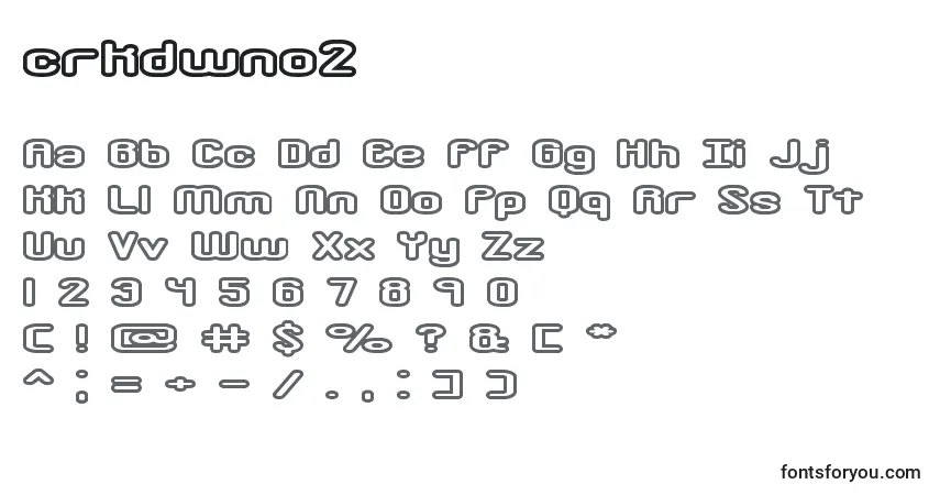 A fonte Crkdwno2 (124214) – alfabeto, números, caracteres especiais