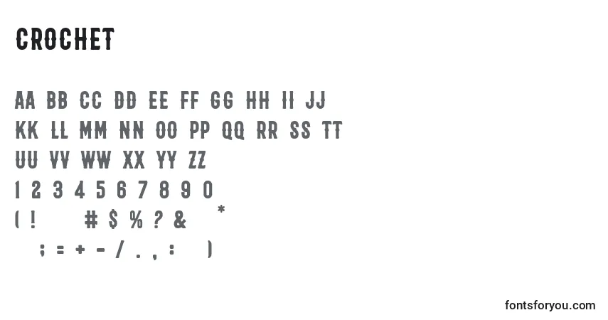 Schriftart Crochet – Alphabet, Zahlen, spezielle Symbole