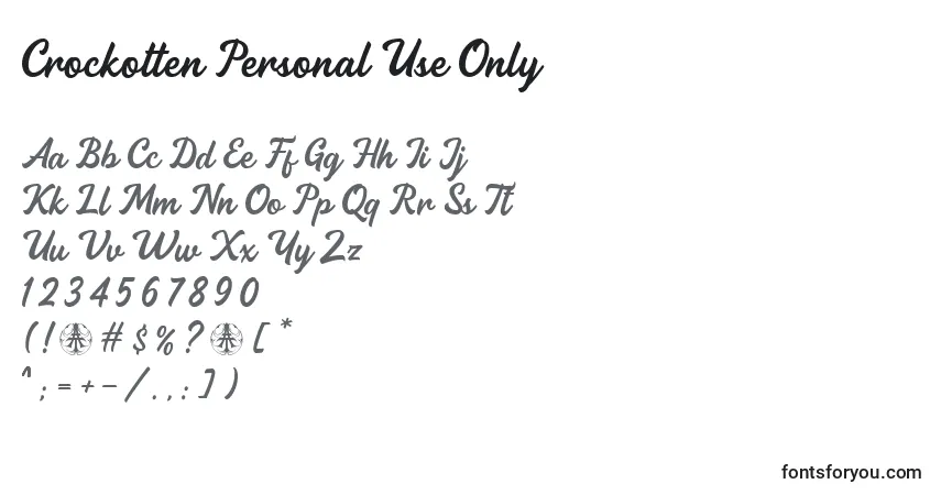 Schriftart Crockotten Personal Use Only – Alphabet, Zahlen, spezielle Symbole