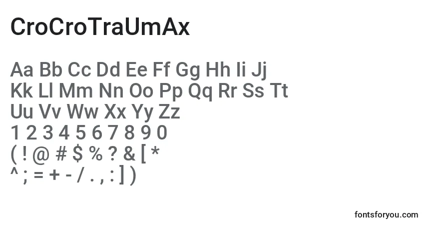 A fonte CroCroTraUmAx (124217) – alfabeto, números, caracteres especiais