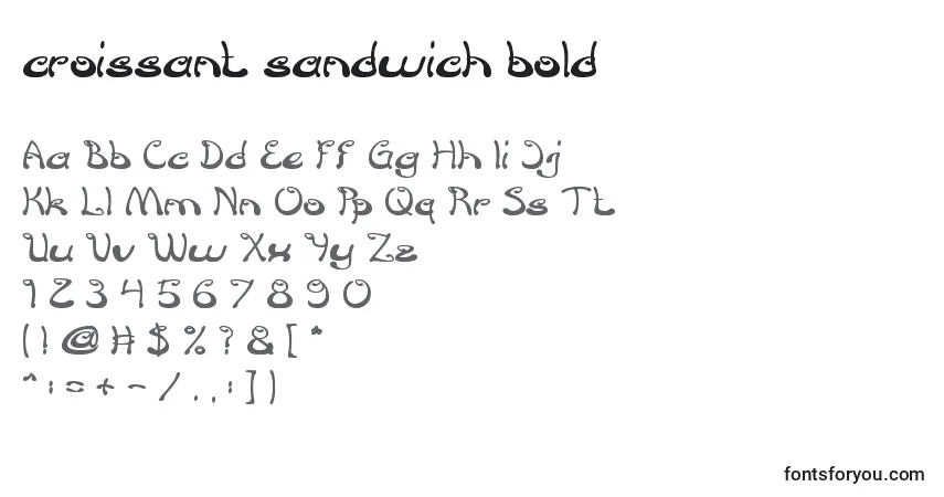 Schriftart Croissant sandwich bold – Alphabet, Zahlen, spezielle Symbole