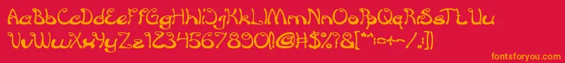 croissant sandwich bold-Schriftart – Orangefarbene Schriften auf rotem Hintergrund