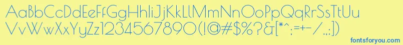 PoiretOne-Schriftart – Blaue Schriften auf gelbem Hintergrund