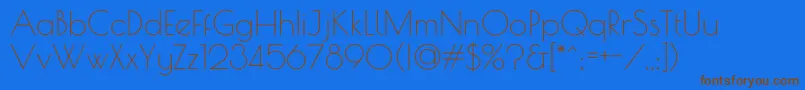 PoiretOne-Schriftart – Braune Schriften auf blauem Hintergrund
