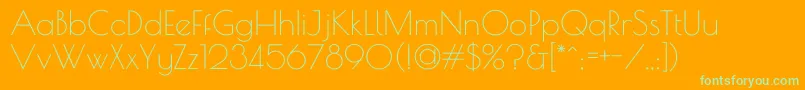 PoiretOne-Schriftart – Grüne Schriften auf orangefarbenem Hintergrund