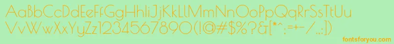 PoiretOne-Schriftart – Orangefarbene Schriften auf grünem Hintergrund