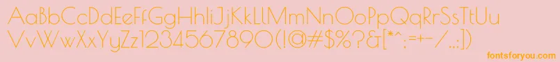 PoiretOne-Schriftart – Orangefarbene Schriften auf rosa Hintergrund