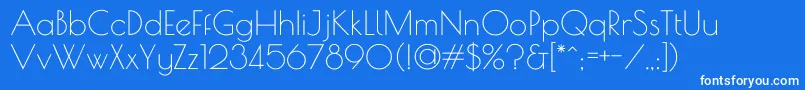 PoiretOne-Schriftart – Weiße Schriften auf blauem Hintergrund