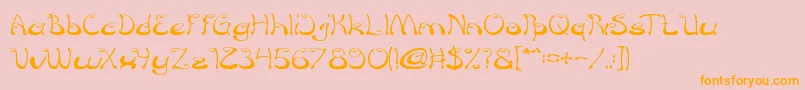 croissant sandwich-Schriftart – Orangefarbene Schriften auf rosa Hintergrund