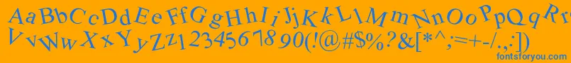 Crooked Font – Blue Fonts on Orange Background