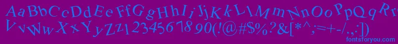 Crooked Font – Blue Fonts on Purple Background