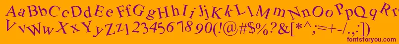 Crooked Font – Purple Fonts on Orange Background