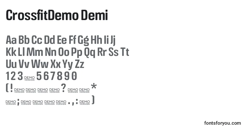 Czcionka CrossfitDemo Demi – alfabet, cyfry, specjalne znaki