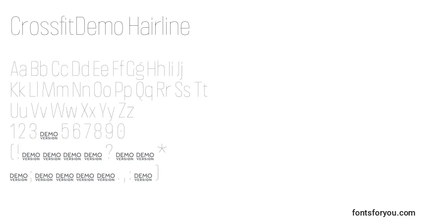 CrossfitDemo Hairlineフォント–アルファベット、数字、特殊文字