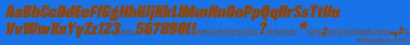 Подробнее о шрифте CrossfitDemo HeavyItalic Шрифт CrossfitDemo HeavyItalic – коричневые шрифты на синем фоне