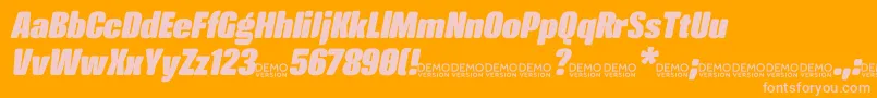 Weitere Informationen zur CrossfitDemo HeavyItalic-Schriftart CrossfitDemo HeavyItalic-Schriftart – Rosa Schriften auf orangefarbenem Hintergrund