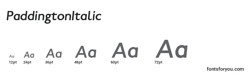 Größen der Schriftart PaddingtonItalic