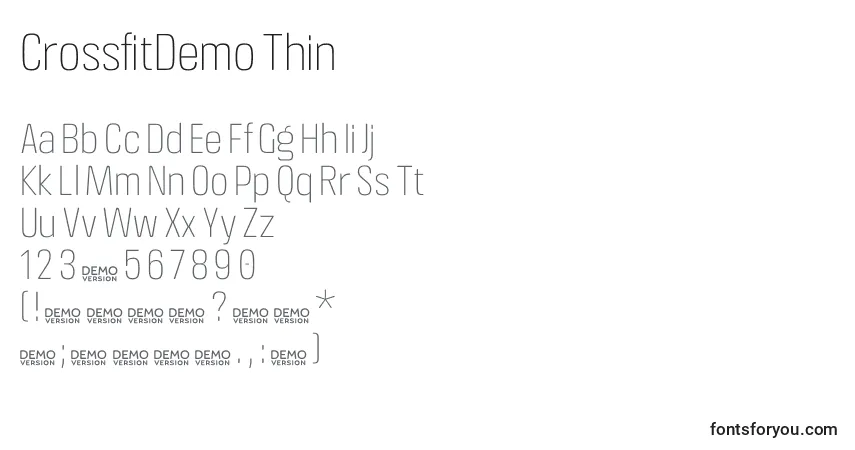 CrossfitDemo Thinフォント–アルファベット、数字、特殊文字