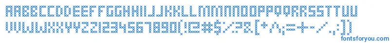 CrossStitched Font – Blue Fonts on White Background