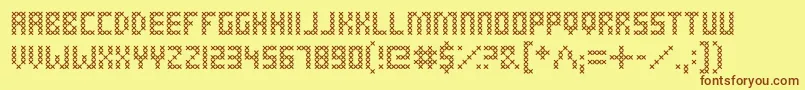 CrossStitched Font – Brown Fonts on Yellow Background