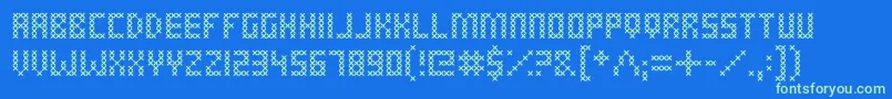 CrossStitched Font – Green Fonts on Blue Background