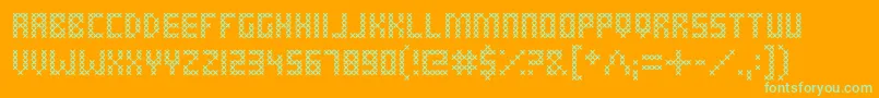 CrossStitched Font – Green Fonts on Orange Background