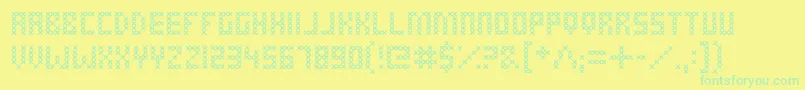 CrossStitched Font – Green Fonts on Yellow Background