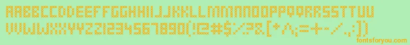 CrossStitched Font – Orange Fonts on Green Background
