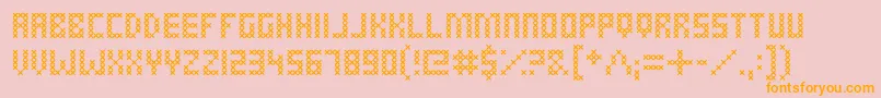 CrossStitched Font – Orange Fonts on Pink Background