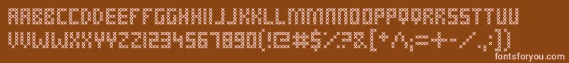 CrossStitched Font – Pink Fonts on Brown Background