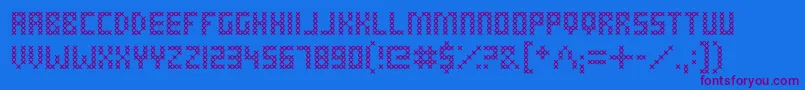 CrossStitched-Schriftart – Violette Schriften auf blauem Hintergrund