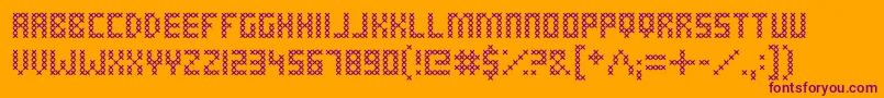 CrossStitched Font – Purple Fonts on Orange Background