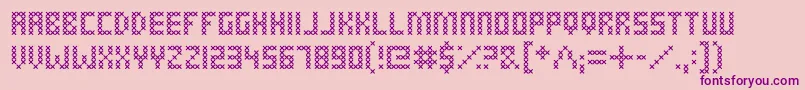 CrossStitched Font – Purple Fonts on Pink Background