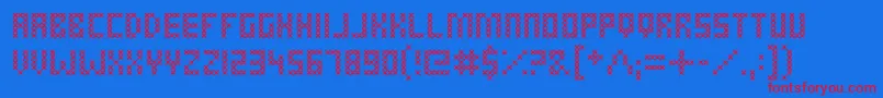 フォントCrossStitched – 赤い文字の青い背景