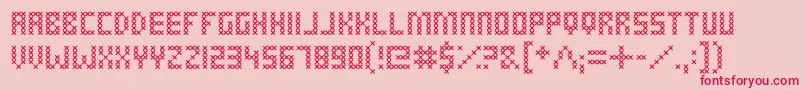 Police CrossStitched – polices rouges sur fond rose