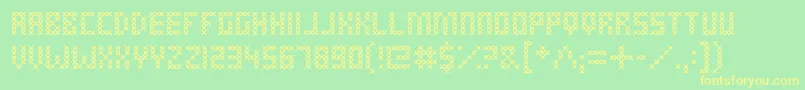 CrossStitched Font – Yellow Fonts on Green Background